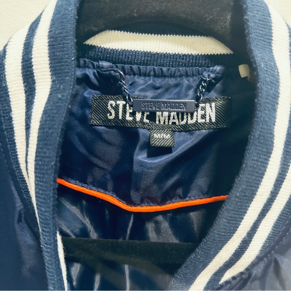 Steve Madden Navy Blue/White Bomber Jacket - Picture 5 of 5